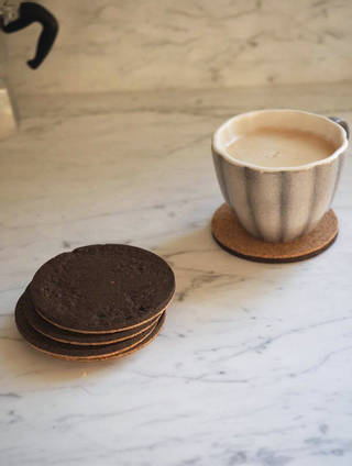 Coffee Cup on Coffee Bean Shell and Bio Resin Coasters by Buna BF