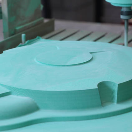 Closeup of Machining Epoxy Tooling Board on a 3 Axis Router